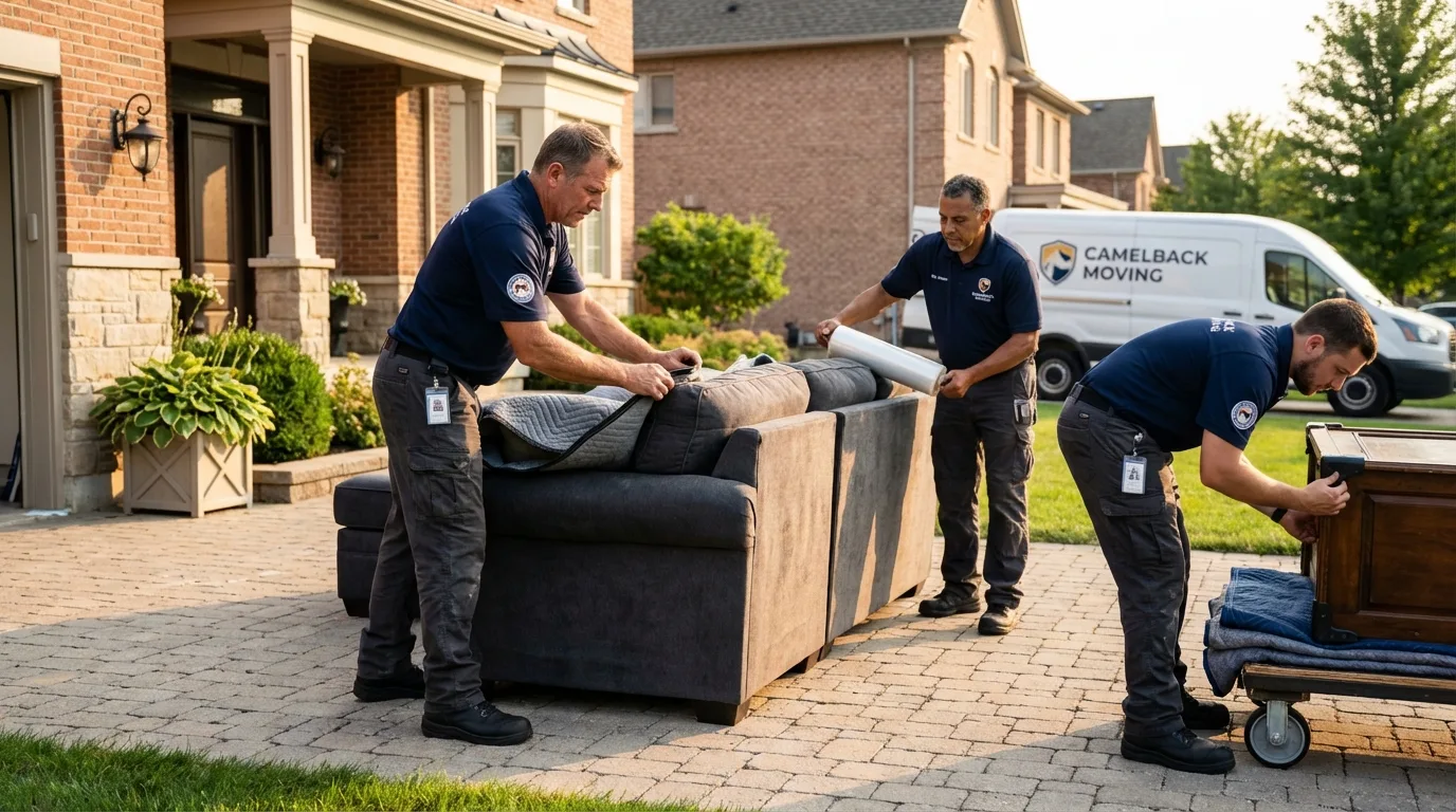 Large estate moving crew wrapping furniture in Sparta, NJ